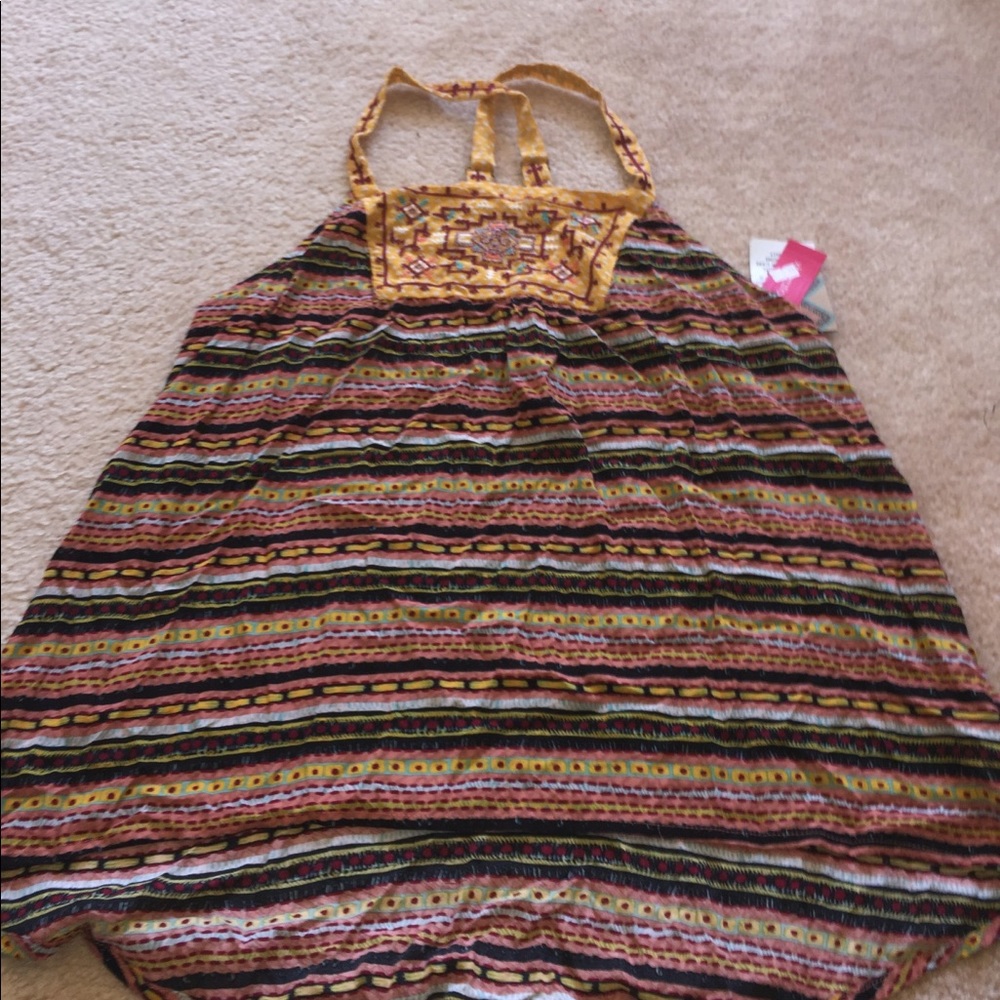 Multicolored criss cross blouse